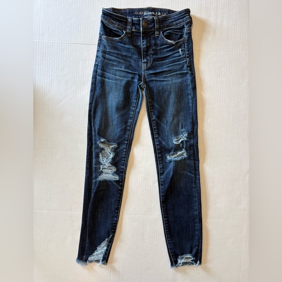 American Eagle Next Level Stretch X distressed jeans size 00 R - Picture 1 of 7